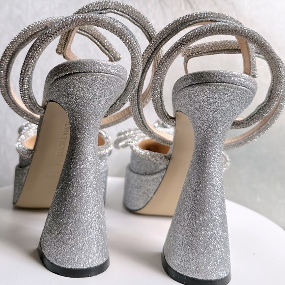 🌺MACH & MACH 🌺 Double Bow Platform Pump Silver Glitter Size: 38 - Picture 13 of 15